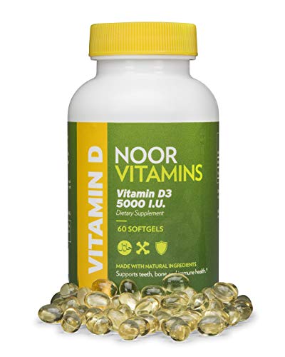 NoorVitamins Vitamin D3 5000 IU Softgels I Supports Bone, Immune, Heart & Mood Health I Pure Vitamin D From Safflower Oil To Maximize Absorption I All Natural, Non-GMO, Gluten Free & Halal (60 count) (Best Halal Restaurants In Dc)