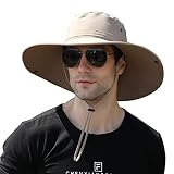 Men Wide Brim Sun Hats UPF50+ Waterproof Breathable Bucket Hat, Outdoor Travel Leisure Hat for Fishi