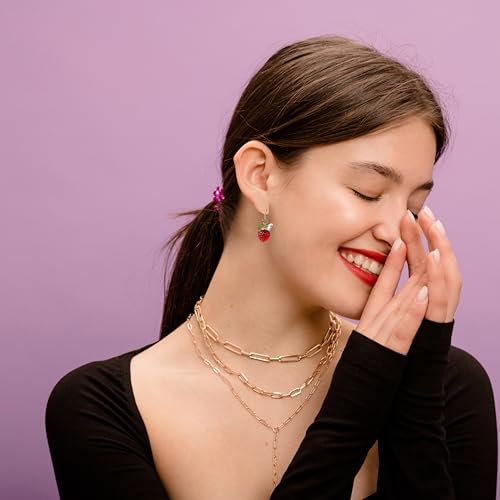 Gracayfr Strawberry Earrings Fruit Jewelry Gifts Cute Red Summer Beach Dangle Gold Plated Hook Earrings Daughter Granddaughter Friend Gift For Women Teen Hook — view 5