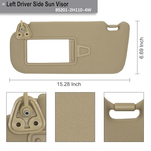 Driver & Passenger Side Sun Visor Fit Hyundai Elantra 2007-2010 W/O Light by NHILES - Image 3