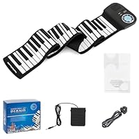 COSTWAY 88-Key Roll Up Piano, Hand Roll Portable Digital Piano Keyboard with Bluetooth MIDI Function, Dual Speakers & Sustain Pedal, Flexible Foldable Electronic Music Keyboard for Beginners (Black)