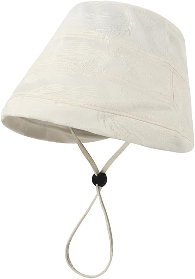 Bucket Hat for Women Men Cotton Summer Sun Beach Fishing Cap Vacation Travel Accessories (Polyester, Beige)