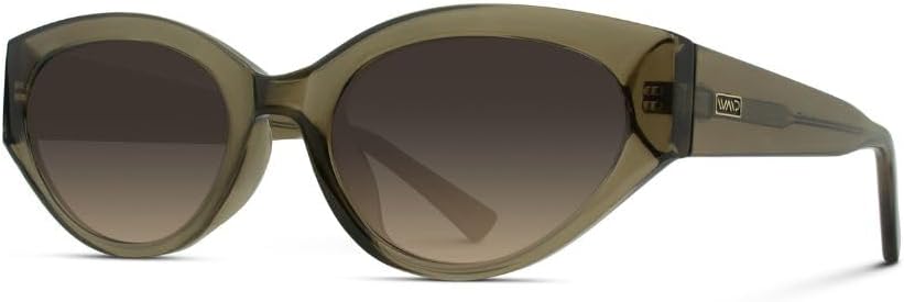 WearMe Pro Women's Oval Cat Eye Sunglasses, Vintage Slim Frame, Gradient UV Protection Lenses Crystal Murky Green / Black Terracotta Lens image 3 of 5 B0D6WTPCFG
