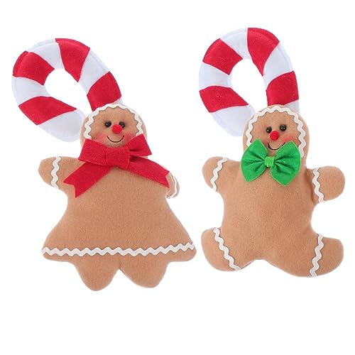 Ciieeo 2 Adornos Navideños De Jengibre para Puerta Decoración De Pomo De Puerta Fácil De Instalar