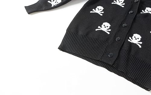 Littlespring Little Boys V-Neck Cardigan Sweater Spring Fall Soft Buttons Skull Black 5T #TOP4