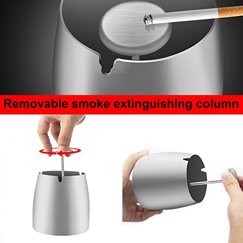 Asbak groot met deksel, asbak van roestvrij staal, draagbare asbak voor buiten, grote dalcon, met kwastje - Image 3