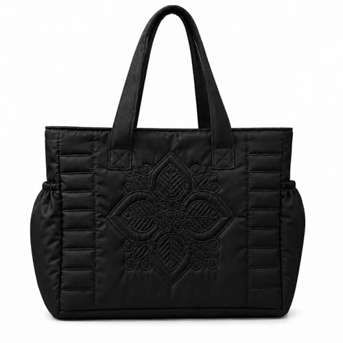 Image of LX LEKHX Tote Bag for Women | Lightweight Shoulder Handbag with 2 Main Zip Compartments & Multiple Pockets | Water Resistant Polyester Fabric | Office, Travel & Daily Use