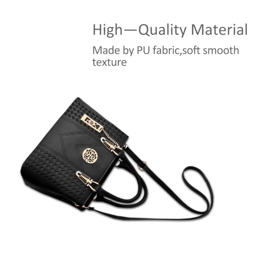 Women’s Black PU Leather Tote Bag w/ Detachable Strap - NICOLE & DORIS 3 Women’s Black PU Leather Tote Bag w/ Detachable Strap - NICOLE & DORIS - Image 3