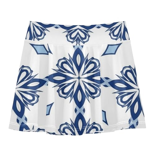 Joisal Athletic Shorts Girls Skorts Mexican Graphic Blue Flowers Kids Tennis Skirts Neon Little Girl 3t2