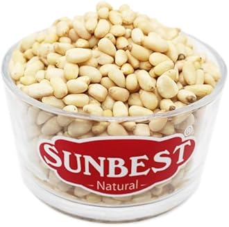 Sunbest Natural Raw Pine Nuts, 8oz – Unsalted & Unroasted – Shelled Pignoli Nuts For Pesto, Baking, Salads & Cooking – Non-GMO, Vegan, Healthy Snack
