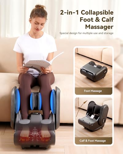 Image of EaseZen 2 in 1 Detachable Foot and Calf Massager with Heat for Neuropathy