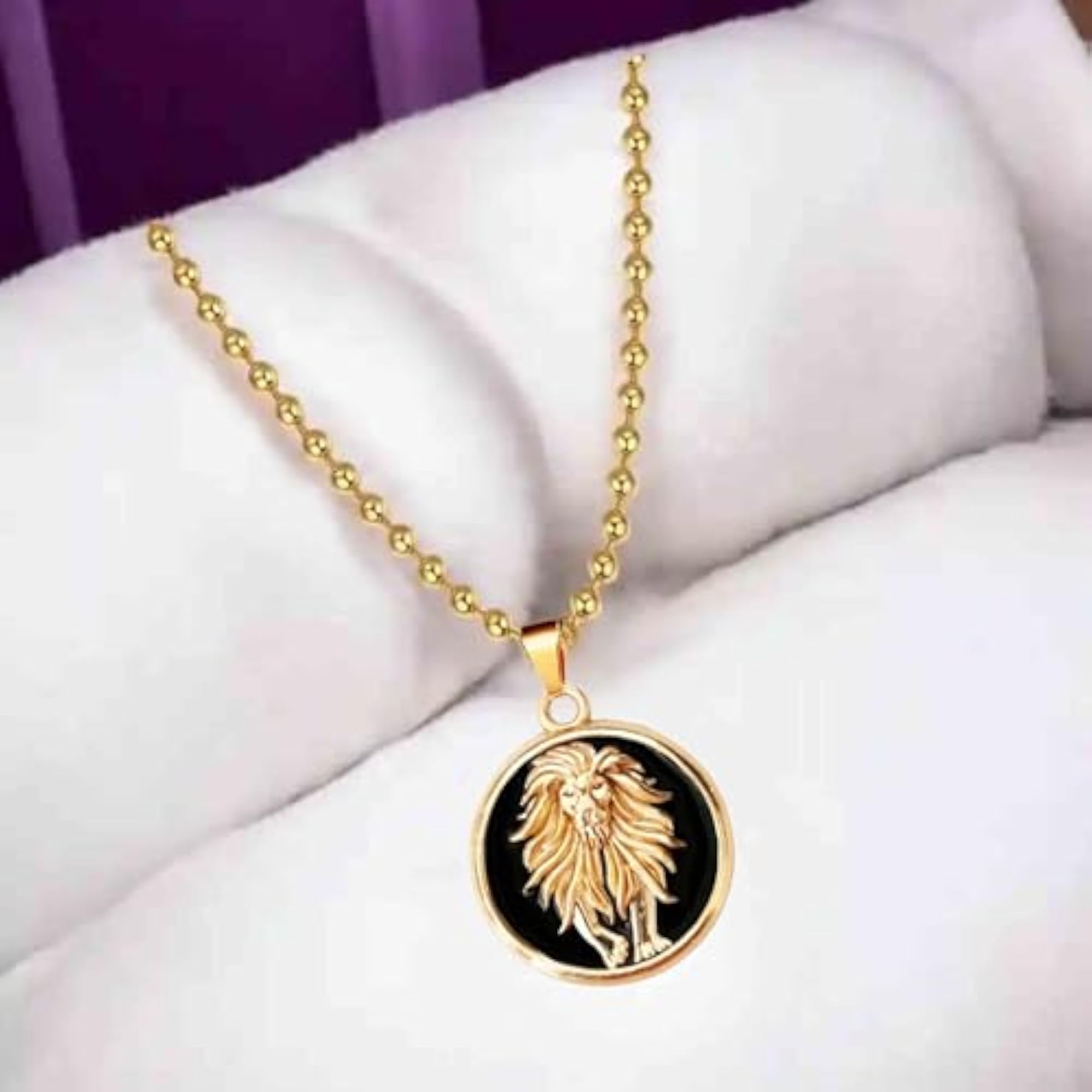 Gold Lion Pendant Necklace, Bold Statement Jewelry
