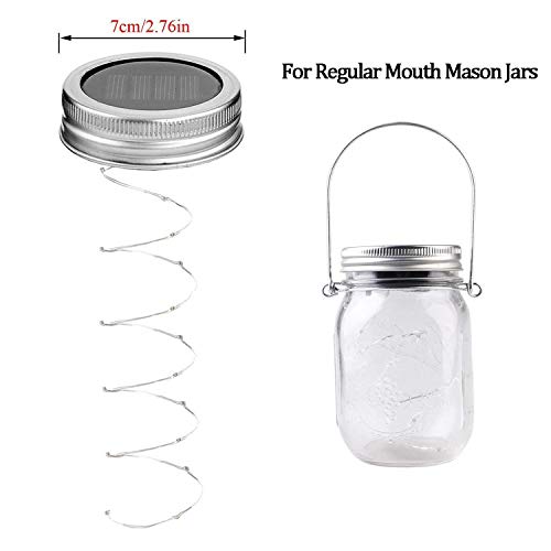 Cynzia Solar Mason Jar Lights, 6 Pack 10 Led Jar Lid String Lights With 6 Hangers(No Jars), Waterproof Fairy Firefly Light For Garden, Patio, Outdoor, Yard, Lawn Decor(Cold White) #TOP3
