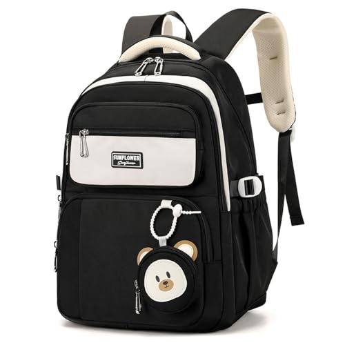 Girls Backpack Cute School Bag Set for College Middle High Elementary School Backpack for Teenagers Roomy Bookbag Set Black3