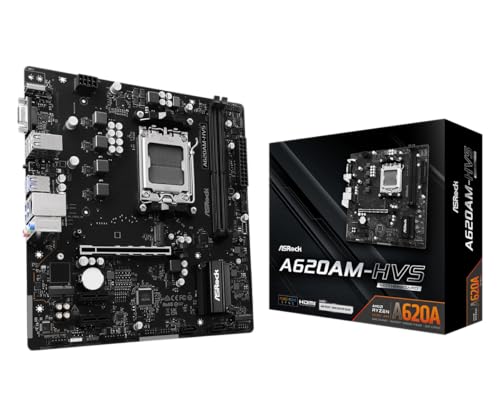 ASRock A620AM-HVS AMD Ryzen 9000/8000 / 7000 Series CPU Compatible (Soket AM5) A620A Micro ATX Motherboard