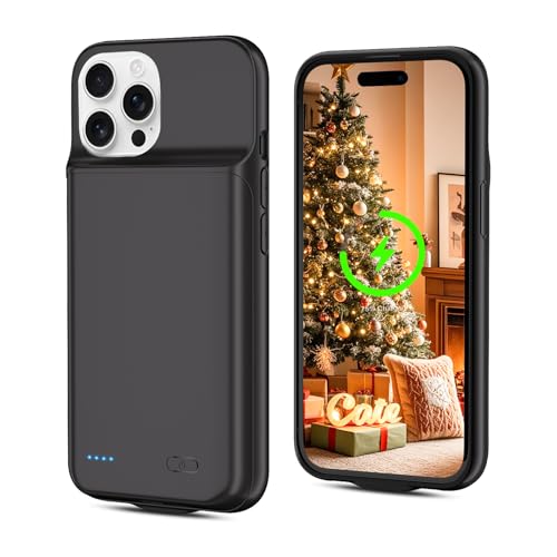 [7000mAh] Battery Case for iPhone 16 pro,New Upgrade High Capacity Rechargeable Charging Case, Protective Portable Smart Backup Charger Cover for iPhone 16 pro(1 Pack) Black