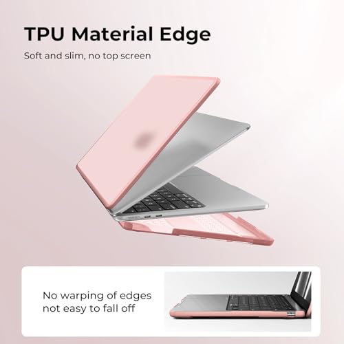 Image of BlueSwan Hard Shell Case Compatible for Apple Macbook Air 13 inch M5 2026 2025 2024 2022 M4 M3 M2,A3449 A3240 A3113 A2681,Air 13.6 Matte TPU Frame Anti-fingerprint Laptop Protective Cover-Frosted Pink