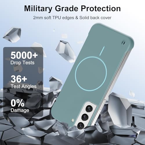Coque MagSafe Samsung S22 Plus bleu toucher sans cadre chic
