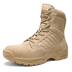 NORTIV 8 Botas de Trabajo Tácticas Militares para Hombre con Cremallera Lateral Botas de Combate de Motocicleta Desert,Size 40,Arena,Desert