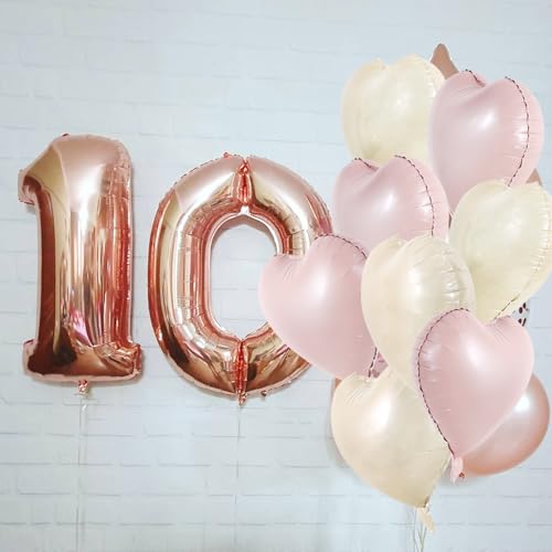 TONIFUL 30Pcs 18 Inch Pastel Pink Cream White Heart Balloons Valentine’s Day Heart Shape Foil Mylar Balloons Decoration for Valentine's Day Wedding Bridal Shower Anniversary Engagement Party Supplies by TONIFUL - Used condition - Image 5