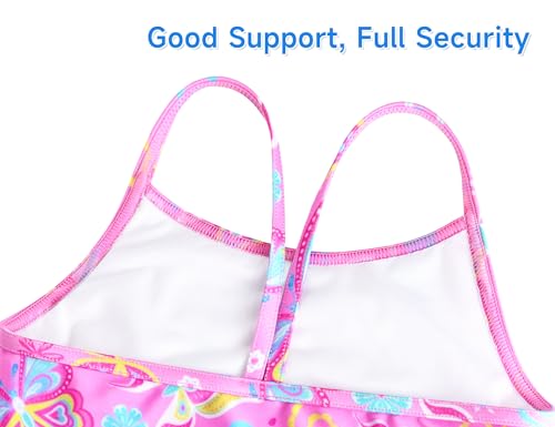 Image of Girls Tankini Swimsuit UPF50+ Ruffle 2 Piece Bathing Suit Full Coverage Kids Swimwear Ages 2-14 Years
