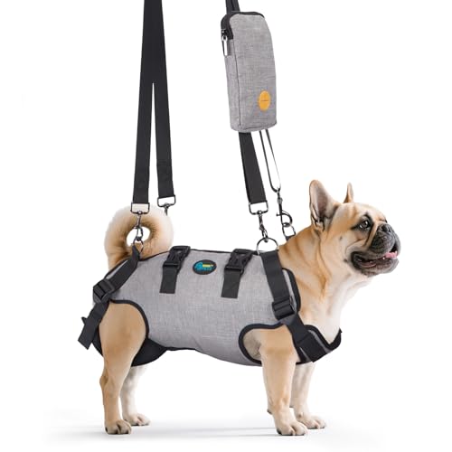 Ownpets Arnés de Elevación para Perros Pequeños, Arnés de Cuerpo Entero Perro, Arnes Ayuda Perro, Arnes de Transporte para Perros, Suave, Impermeable, Ajustable, Reflectante, Transpirable, Gris, S