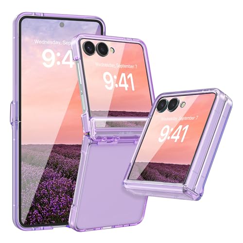 Coque Samsung Galaxy Z Flip 7 contre les rayures de charnière, acrylique violet transparent