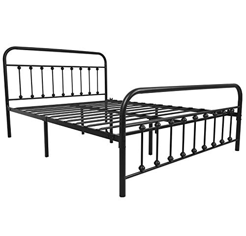 Nachtimoor Queen Platform Metal Bed Frame With Headboard And Footboard,Vintage Victorian Style Mattress Foundation, No Box Spring Required, Under Bed Storage, Black.. #TOP5