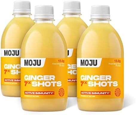 MOJU Ginger Shots - 12x60ml, Immune Support, Natural Ingredients, No Added Sugars or Sweeteners, Vegan