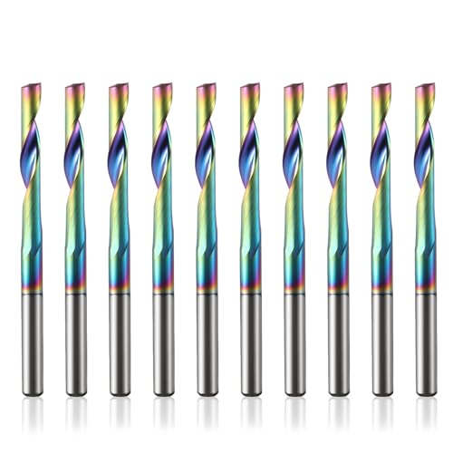 CNC-Fräser für Aluminium mit einer Nut, 3.175mm Schaft Schaftfräser Spiralfräser Bit VHM mit DLC-Beschichtungs,1/8\'\' Schnittdurchmesser 22mm Schnittlänge Endfräser, Vollhartmetall-Schaftfräser,10PCS CNC-Fräser für Aluminium mit einer Nut, 3.175mm Schaft Schaftfräser Spiralfräser Bit VHM mit DLC-Beschichtungs,1/8\'\' Schnittdurchmesser 22mm Schnittlänge Endfräser, Vollhartmetall-Schaftfräser,10PCS