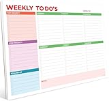Weekly Planner Notepad, Weekly To Do List Notepad, Tear Off Undated Weekly Planner Pad, 11.5' x 8', Premium Thick Paper with Cardboard Back Support, Desk Planner for Office & Home, Vivid Color Design.