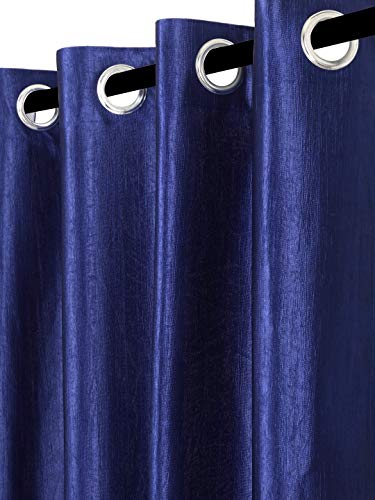 Image of Home Sizzler Long Crush 2 Piece Blue Window Curtain, 5 feet
