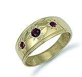 London Jewellery Quarter Mens Garnet Ring Garnet Ring Yellow Gold Garnet Ring Gents 9k Gold Real Garnet/Size: S