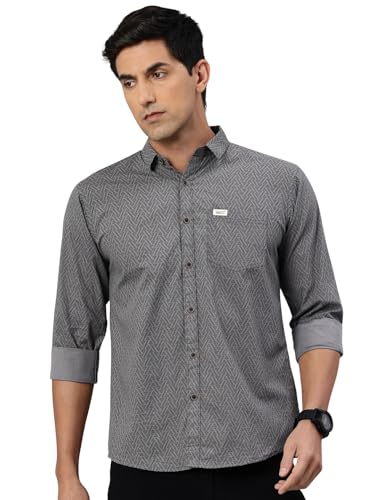 Image of Majestic Man Custom Geometric Printed Pure Cotton Slim Fit Casual Shirt