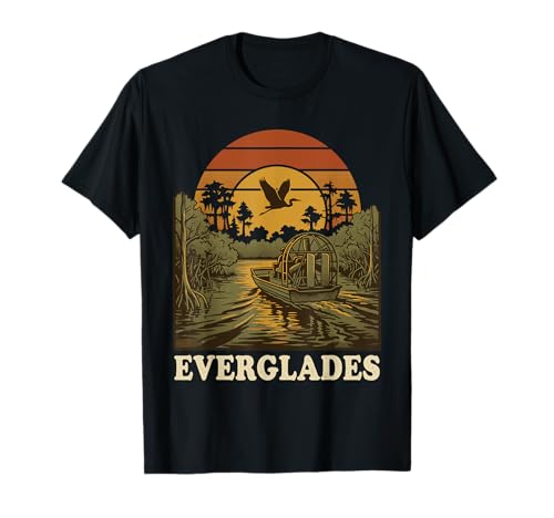 Everglades Florida Airboat Sunset Wildlife T-Shirt
