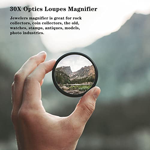 30X Optics Loupes Magnifier Portable Jewelers Eye Loupe Magnifier Premium Jewelry Magnifier For Jeweler,Coins,Stamps Gems Jewelry Rocks Stamps Coins Watches Hobbies Jewelries Loupes Tool #TOP1