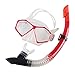 Winmax Anti-fog Diving Mask and Snorkel Set, Wide View Mask Snorkel Set (Mask/Snorkel, One Size, Red)