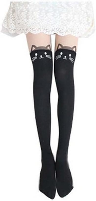 Rbenxia Kitten Print Knee High Length Socks CAT Tail Tattoo Tights Pantyhose