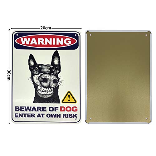 Panneau Métal Décoratif 'Beware Of Dog' Style Ferme, 30,5 X 20,3 Cm, Multicolore, Avec Trous Pré-percés Pour Fixation Murale Ou Clôture