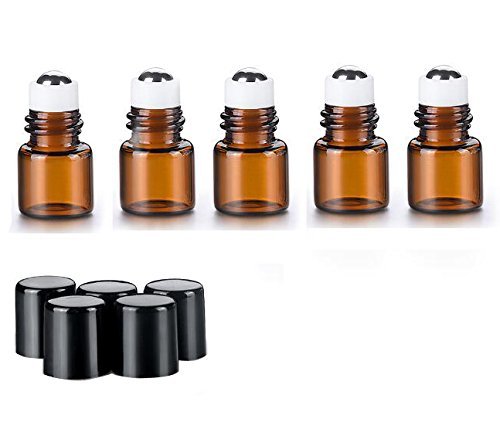 3 flaconi vuoti ricaricabili in vetro ambrato roll-on con sfere in acciaio inox e tappo bianco, per oli essenziali, profumi, balsami per labbra, contenitore da viaggio Attar, 30 ml