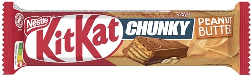 Kitkat NESTLÉ KITKAT CHUNKY Peanut Butter Schokoriegel, Knusper-Riegel mit Erdnusscreme & knuspriger Waffel, 24er Pack (24 x 42g)