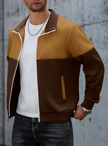 Image of HYPESTFIT Men's Retro Track Jackets, Relaxed Fit | Lightweight men's casual jacket ideal for spring & fall, running and daily athletic wear