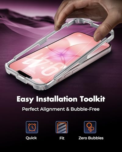 Image of UNBREAKcable 3-Pack Screen Protector for iPhone 17e, Double Shatterproof Tempered Glass [Easy Installation Frame] [9H Hardness] [99.99% HD Clear] [Case Friendly] for iPhone 6.1 inch
