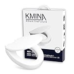 KMINA Rehausseur Wc Adulte (Hauteur 7,5 cm) Abattant à Fermeture Amortie, Compatible Cuvettes Ovales Standard, Matière Duroplast, Fixation Arrière, Blanc