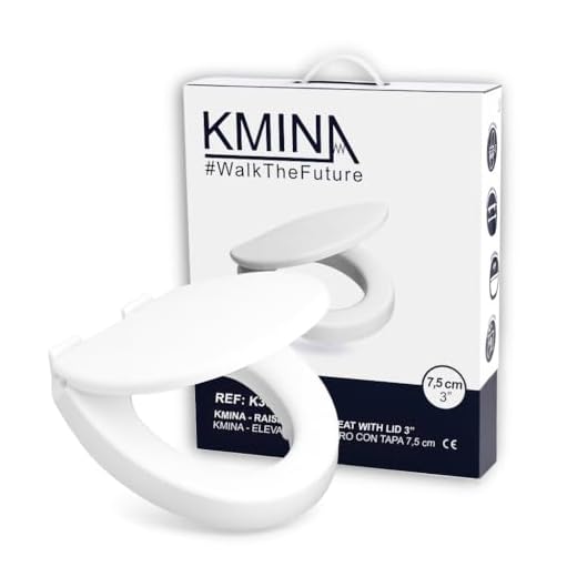 KMINA Adult Toilet Riser (Height 7.5 cm) Soft Closing Seat, Compatible with Standard Oval Bowls, Duroplast Material, Rear Fixing, White