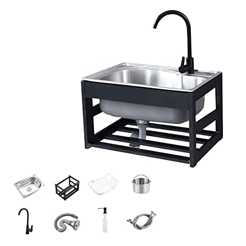 Évier de cuisine en acier inoxydable durable avec cuve simple et accessoires