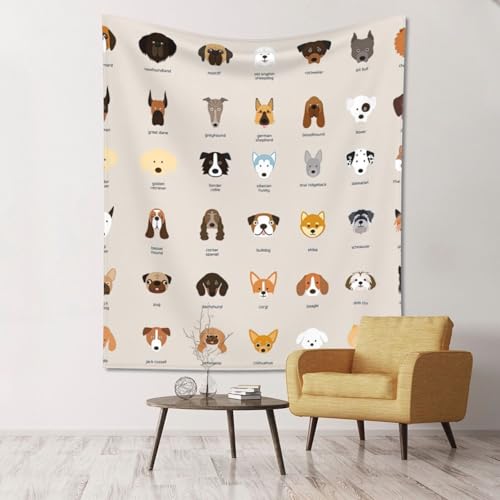 Tapisserie murale chambre ultra douce décoration tissu léger motif chien