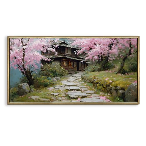 PAPER PLANE DESIGN Japanese Tea House and Blossoms Wall Art - Lux...