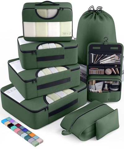 Veken 8 Set Packing Cubes for Travel Essentials, Suitcase Organizer