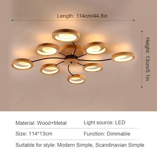 Lustre LED salon avec télécommande et bras noir style moderne